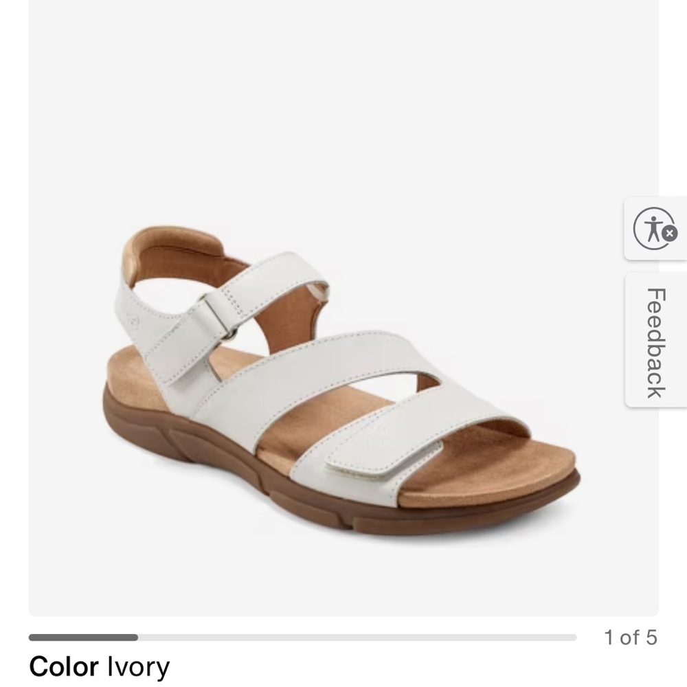 Easy Spirit Mavey Strappy Leather Comfort Sandals Light Natural US 6